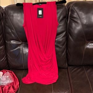 Fashion Nova Red Sleeveless Draped V-Neck Dress